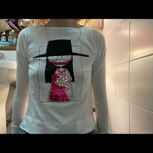 Little Marc Jacobs sequined cotton jersey long sleeve T-shirt
